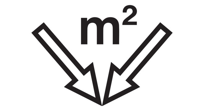 A simple black and white illustration of a mathematical symbol for square meters.