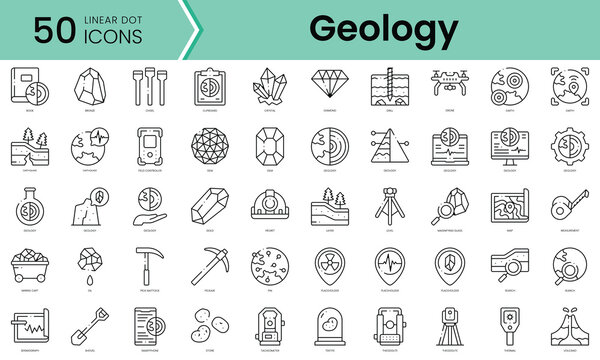 Set of geology icons. Line art style icons bundle. vector illustration