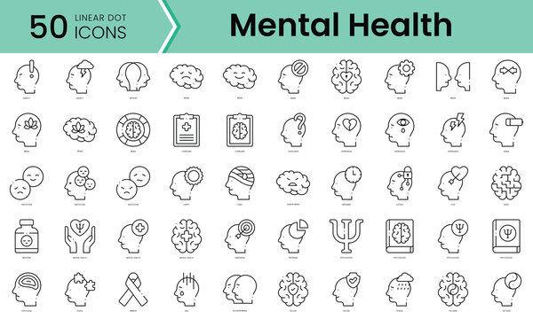 Set of mental health icons. Line art style icons bundle. vector illustration
