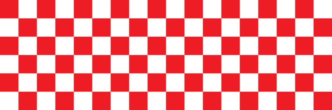 red and white chess board. Red and white checkerboard pattern background. Classic checkered race flag car finish line or start line