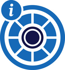 Obraz premium Blue and white information icon with circular design