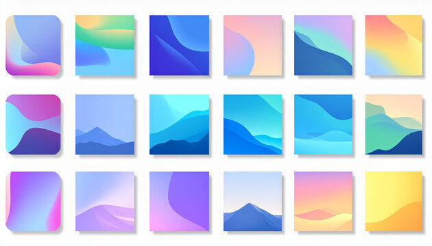 Abstract gradient color blocks collection for creative visual design