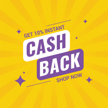 Get 10% Instant Cashback Promo Offer Background Design Vector