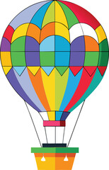 Fototapeta premium Hot air balloon coloring page, printable vector illustration, outline drawing
