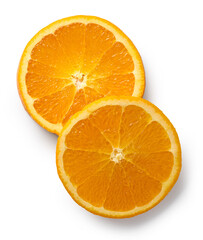 Fototapeta premium Fresh orange slices isolated on white background, top view