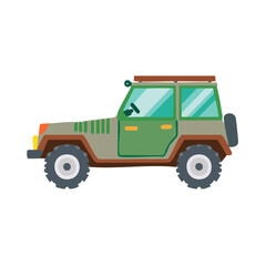 Fototapeta premium A colorful illustration of a green off-road vehicle. Perfect for adventures!