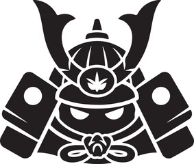 Japanese Samurai Helmet Closeup Illustration.