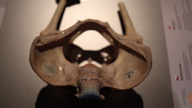 Human pelvis bone anatomy close up skeletal structure medical study orthopedic concept body frame support system biology science education detailed view
