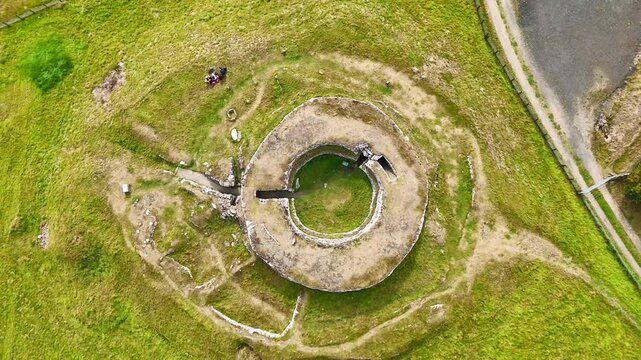 Bird's Eye View of Carn Liath Broch, One of Scotland&rsquo;s Best Preserved Iron Age Structures, Cultural Heritage Monument in the Highlands of Sutherland