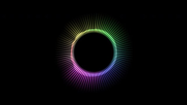 Abstract audio spectrum sound wave simulation on futuristic neon glowing circular. High quality 4K animation footage