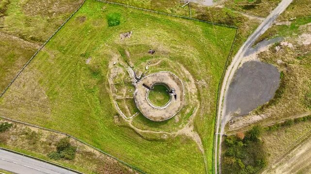 Bird's Eye View of Carn Liath Broch, One of Scotland&rsquo;s Best Preserved Iron Age Structures, Cultural Heritage Monument in the Highlands of Sutherland