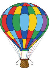 Fototapeta premium Hot air balloon coloring page, printable vector illustration, outline drawing