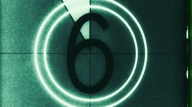 Vintage Film Countdown Timer With Numbers and Circles.
