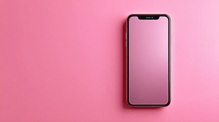 smartphone blank display vertical on a pink isolated background