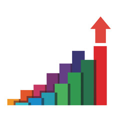 Fototapeta premium Colorful Bar Graph with Upward Arrow Symbolizing Growth and Success.