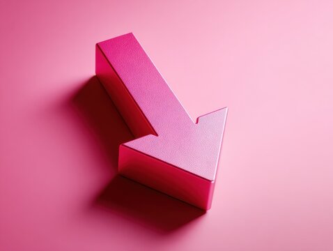 loss arrow pointing down on a pink isolated background