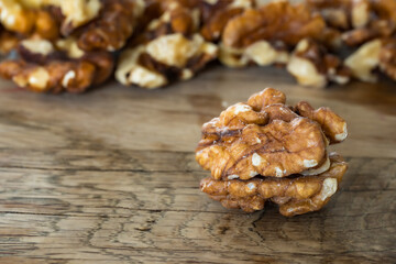 Fototapeta premium rganic Roasted Walnuts on Rustic Wooden Background