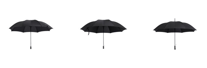 Obraz premium PNG Set for Three black umbrellas isolated on transparent background