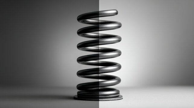 Compressed spring under pressure with tight coils ready to release energy