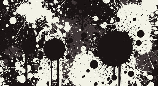 Black and white ink splatter background vector
