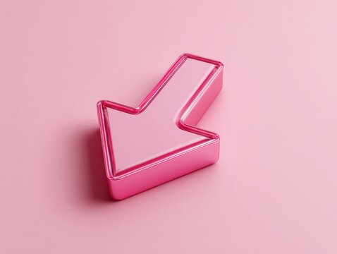 loss arrow pointing down on a pink isolated background