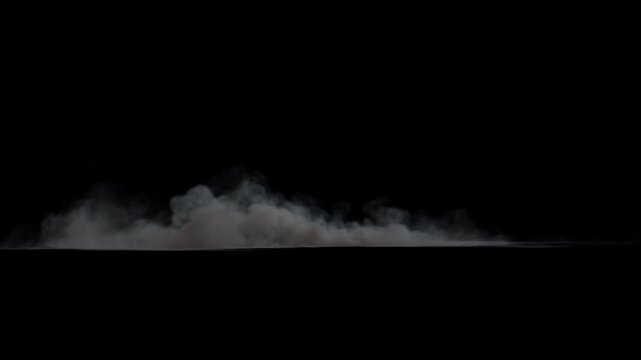 side view smoke puff loop on green screen background, 300 frames seamless loop 4k	