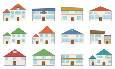 Fototapeta premium Colored set of house icons