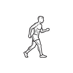 Fototapeta premium Muscular Man Running Quickly In Minimalist Style For Fitness Concepts