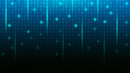 Binary code matrix on blue cyber background. technology concept with computer numbers in digital network pattern for futuristic programming visualization. vector illustration © CS21NNN