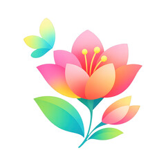 Fototapeta premium PNG Colorful floral butterfly illustration