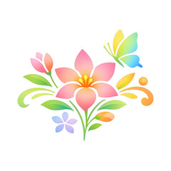Fototapeta premium PNG Colorful floral butterfly illustration