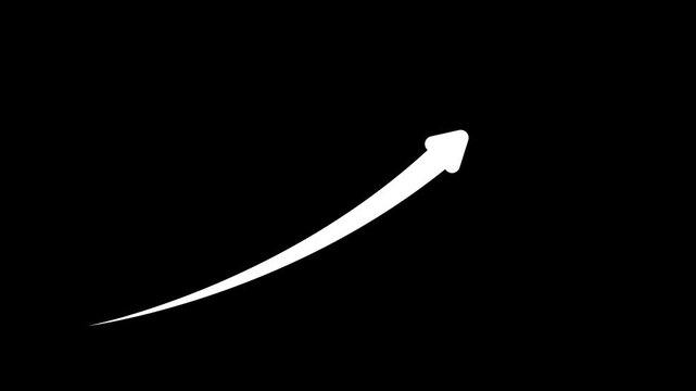 arrow rising transparent channel. Abstract arrow growth chart of economy icon red color animated down to up arrow animation direction animation. on black background 4k video animation .