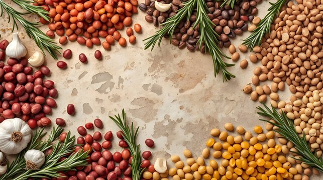 Earthy tones bean pattern flatlay.