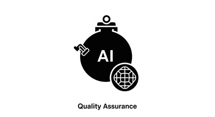 Obraz premium Quality assurance AI technology symbol.