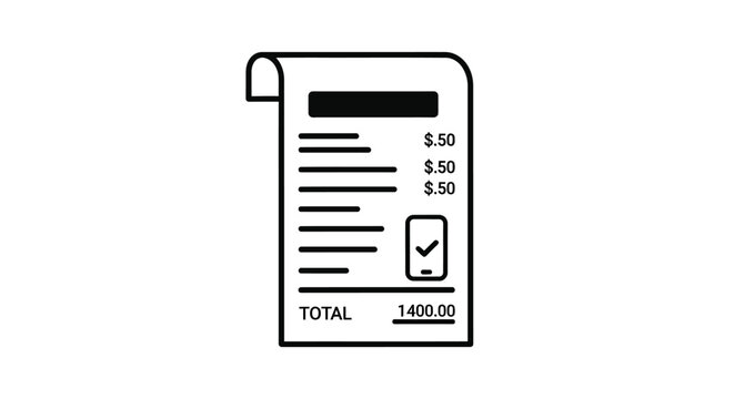 Receipt paper with total cost.