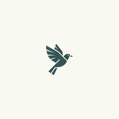 Fototapeta premium Minimalist dark teal bird in flight vector illustration, symbolizing freedom, peace, and nature, ideal for logos, branding, and web design.