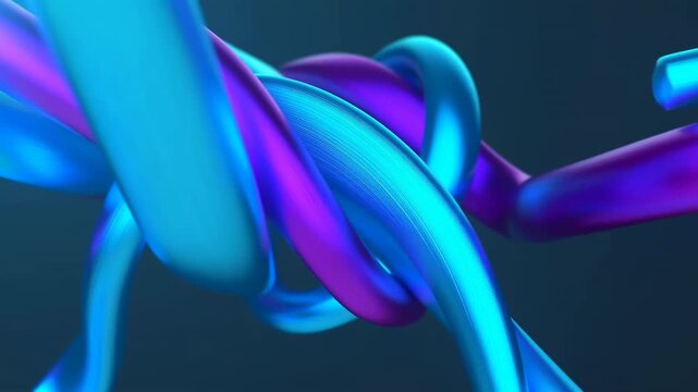 Animated Logo Featuring Smooth Moving Neon Ribbons On Reflective Surfaces In Studio Setting