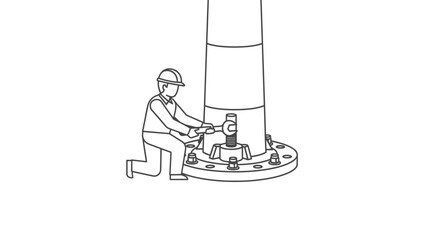 Obraz premium Man working on large industrial equipment.