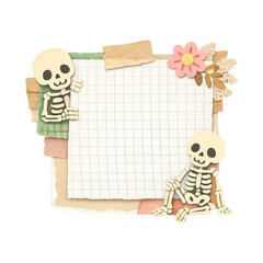 Fototapeta premium PNG Cute skeleton scrapbook paper design.