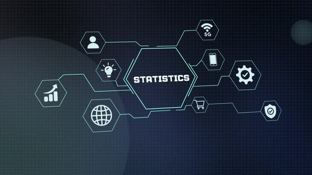  Data statistics and analytical research concept featuring abstract technology background with chart and graph icons.
