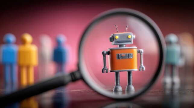 AI workforce selection identifies a humanoid robot among job applicants as artificial intelligence hiring systems, automation technology, robotics employees, machine learning 