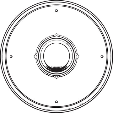 Ancient Greek aspis hoplon shield black contour illustration