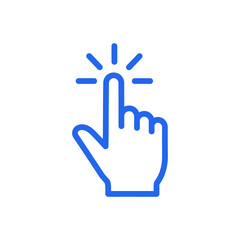 Obraz premium A blue icon of a hand clicking.