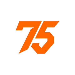 Large orange number seventy five.
