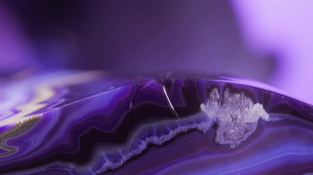 Highend Jewelry Presentation Featuring Vivid Violet Geode With Intricate Internal Cavity Structures