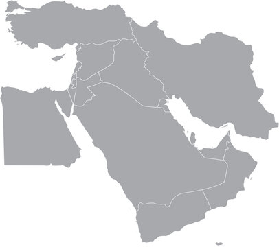 Middle East Map Including Egypt, Cyprus and Turkey, Editable Icon