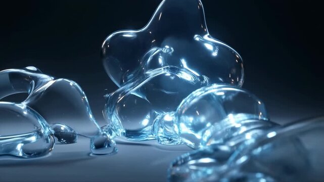 Luminous Translucent Beads. Illuminated Transparent Globules Illuminated By Soft Cinematic Lighting Effects