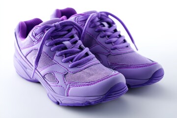 Minimalist product image of purple gym shoes on white background