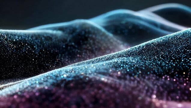 High quality 4K abstract digital landscape featuring flowing particles that form wavy futuristic surface with glowing dots perfect for innovation big data and high tech corporate videos