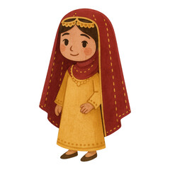 Fototapeta premium PNG Charming cartoon character in traditional attire.